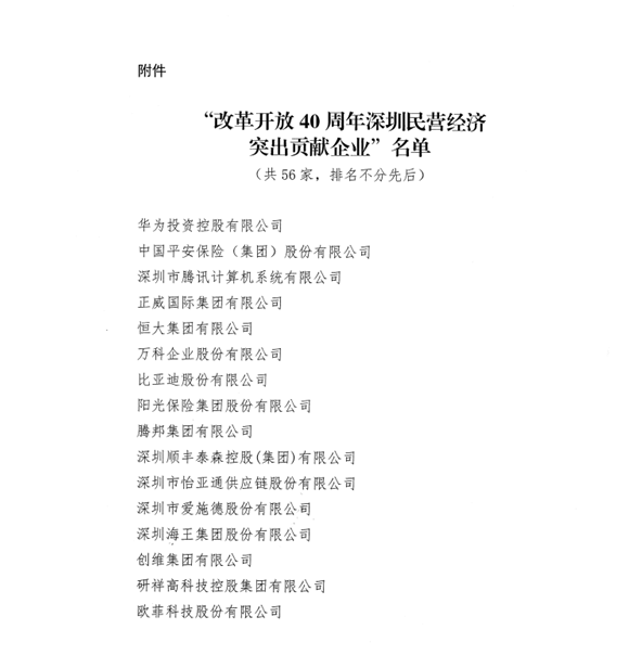 喜讯，乐虎lehu供应链荣获“改革开放40周年深圳民营经济突出贡献企业”称号  